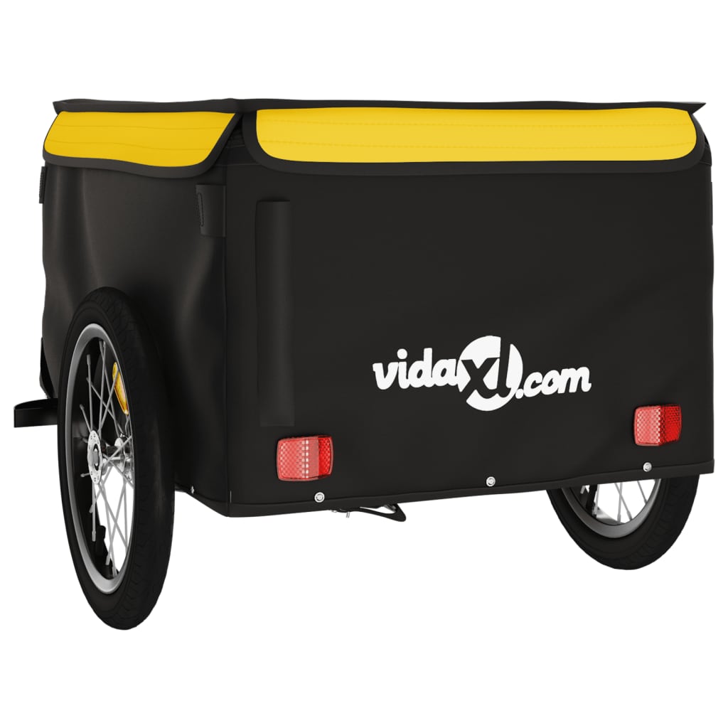 Rimorchio da Bici Nero e Giallo 45 kg in Ferro