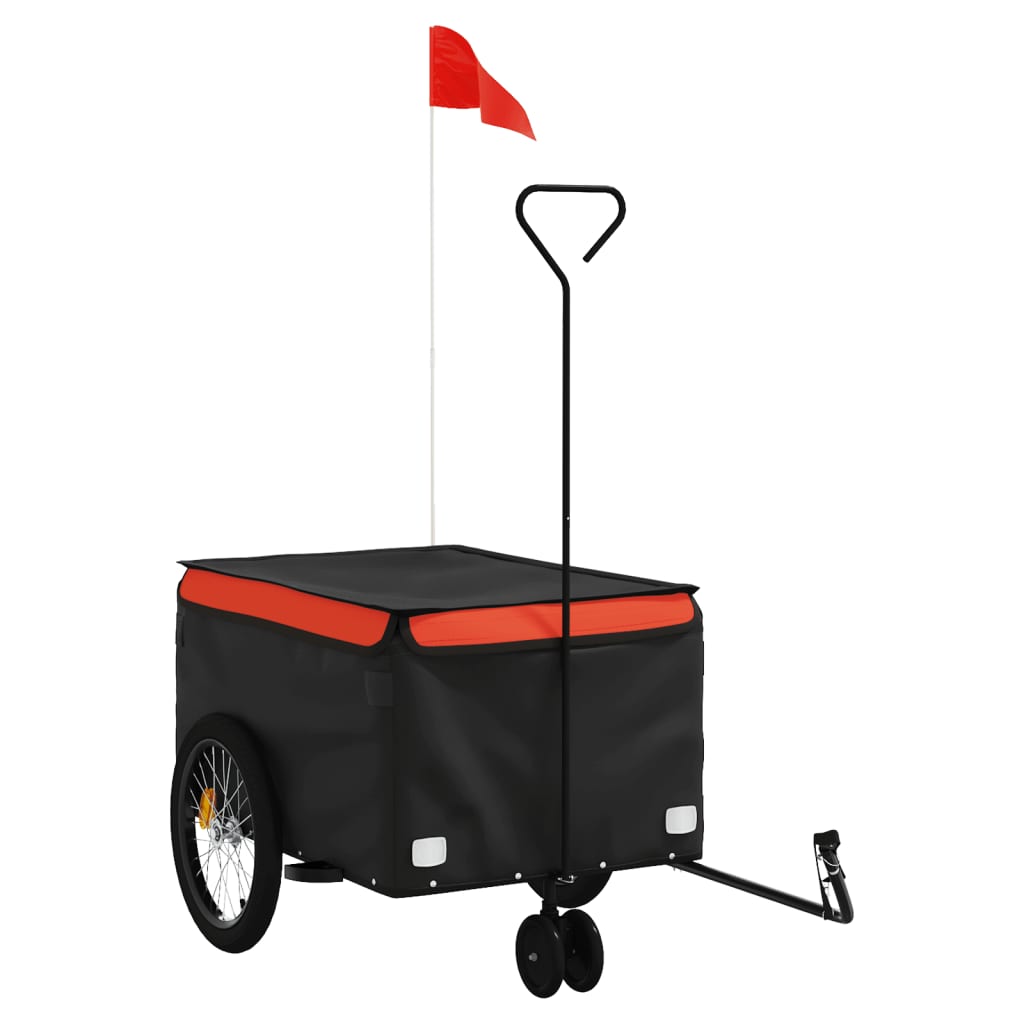 Rimorchio da Bici Nero e Arancione 30 kg in Ferro