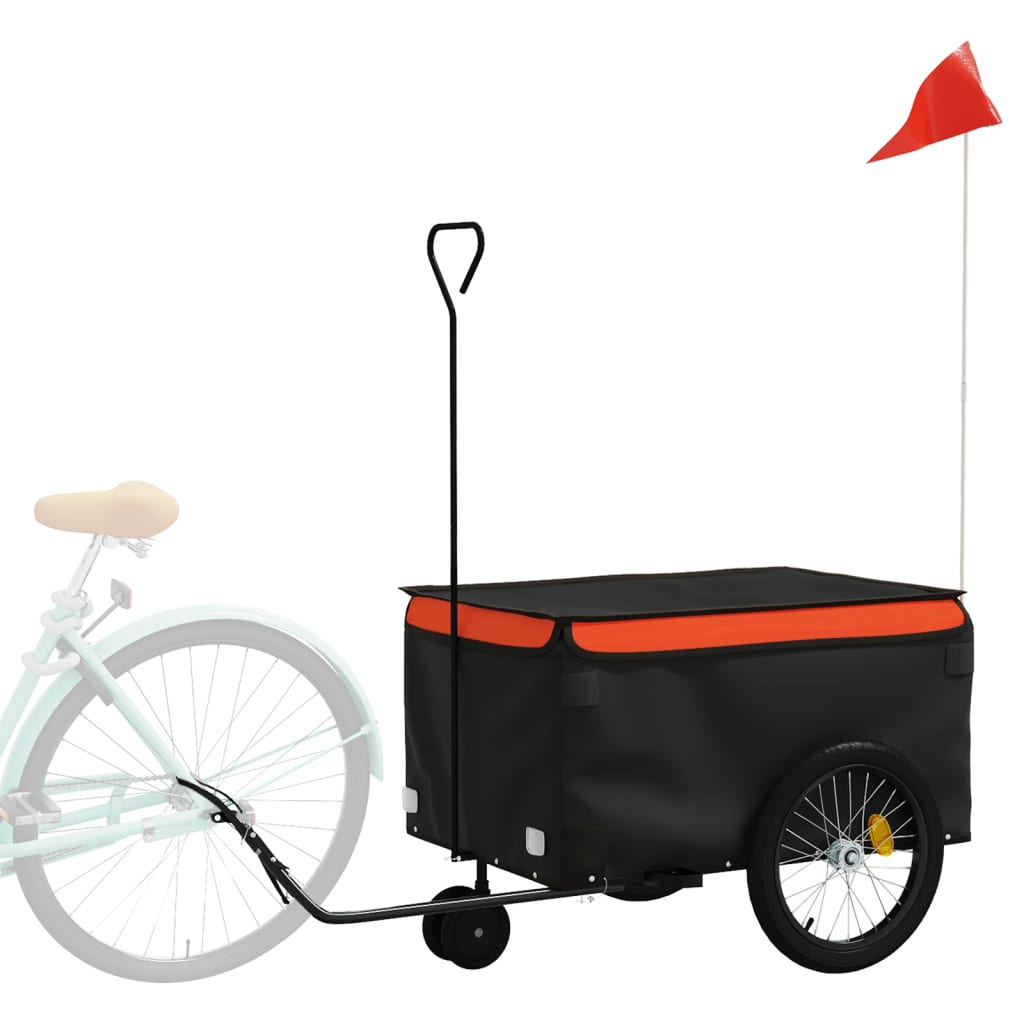 Rimorchio da Bici Nero e Arancione 30 kg in Ferro