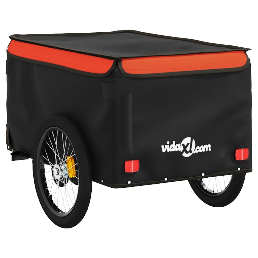 Rimorchio da Bici Nero e Arancione 30 kg in Ferro