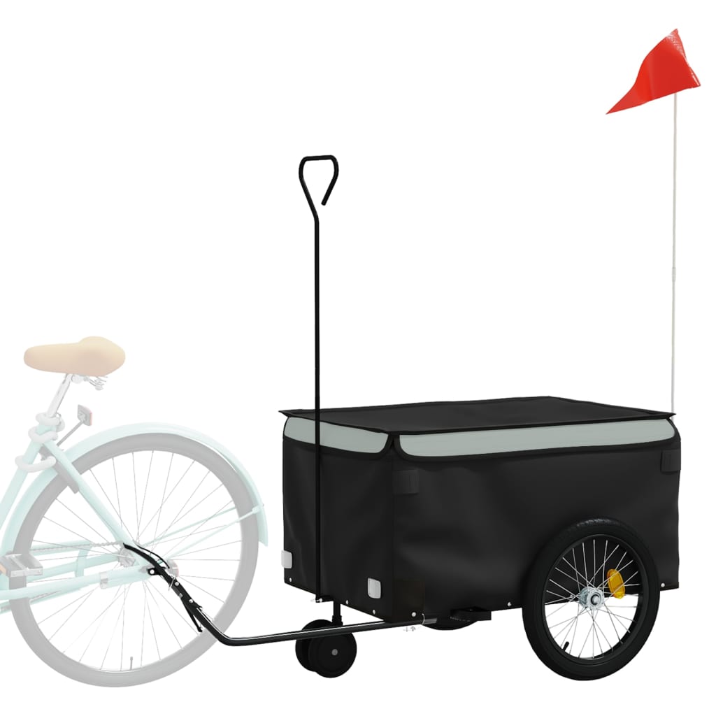 Rimorchio da Bici Nero e Grigio 30 kg in Ferro
