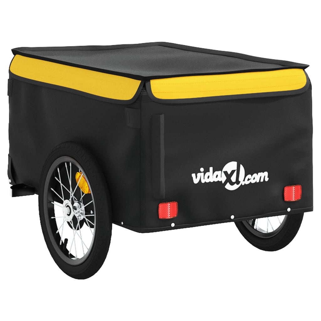 Rimorchio da Bici Nero e Giallo 45 kg in Ferro