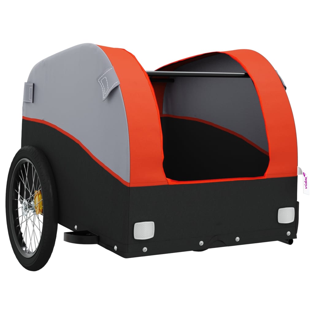 Rimorchio da Bici Nero e Arancione 30 kg in Ferro