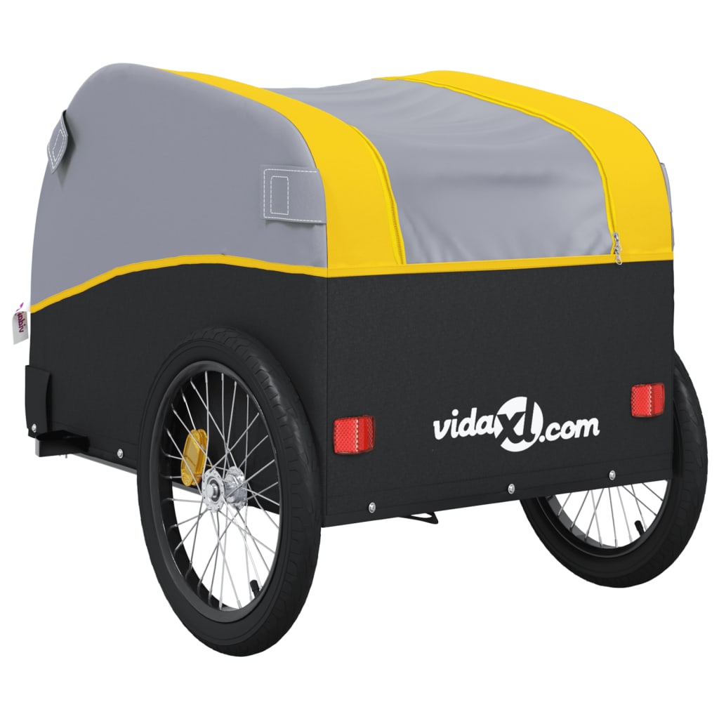 Rimorchio da Bici Nero e Giallo 30 kg in Ferro