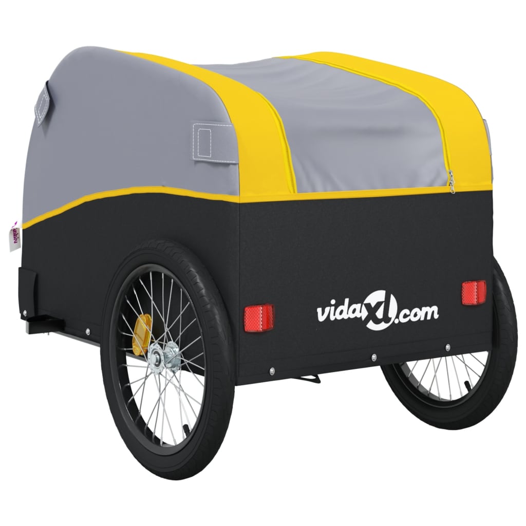 Rimorchio da Bici Nero e Giallo 45 kg in Ferro