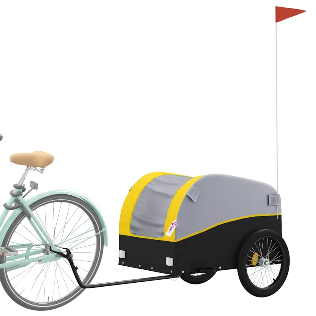 Rimorchio da Bici Nero e Giallo 45 kg in Ferro