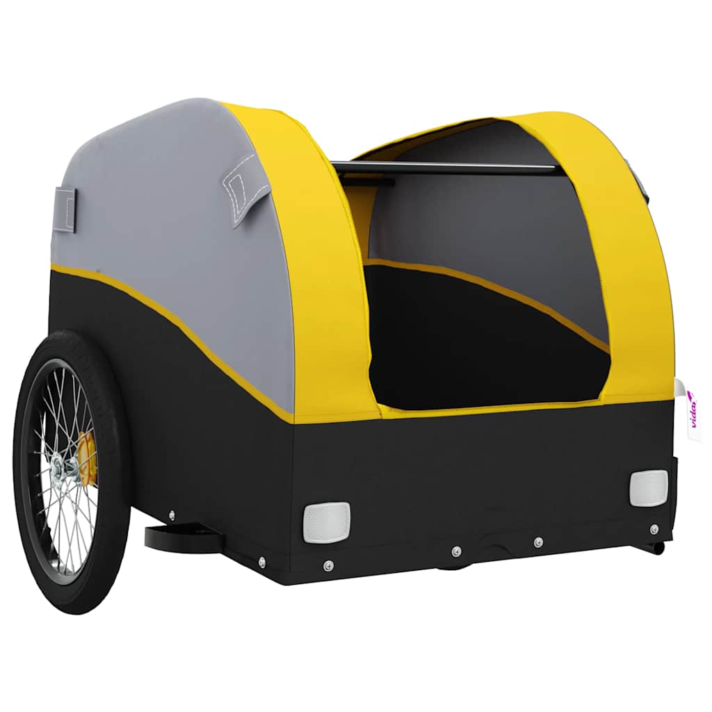 Rimorchio da Bici Nero e Giallo 45 kg in Ferro