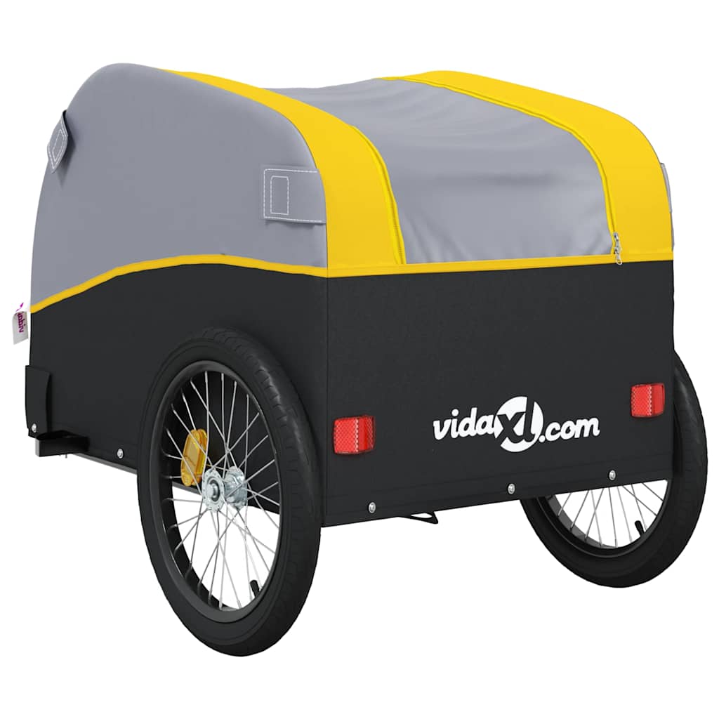 Rimorchio da Bici Nero e Giallo 45 kg in Ferro