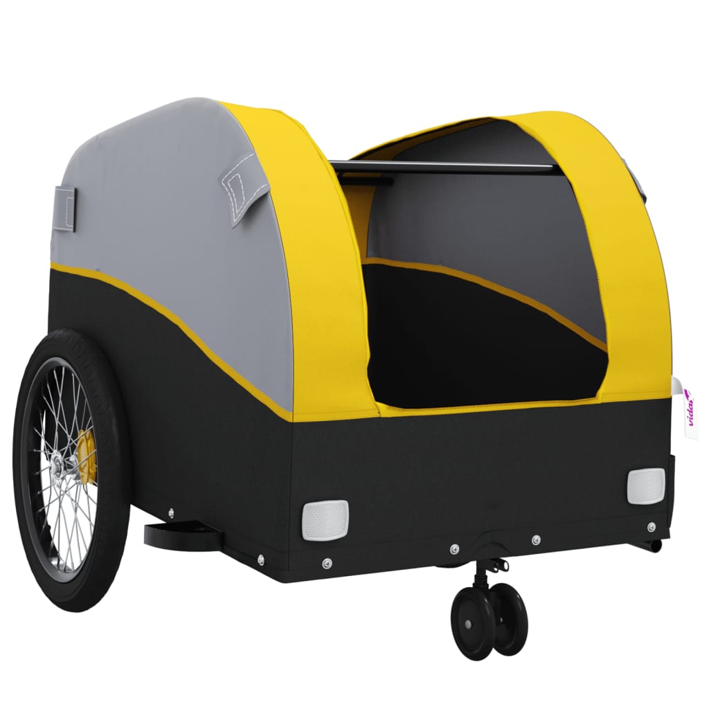 Rimorchio da Bici Nero e Giallo 30 kg in Ferro