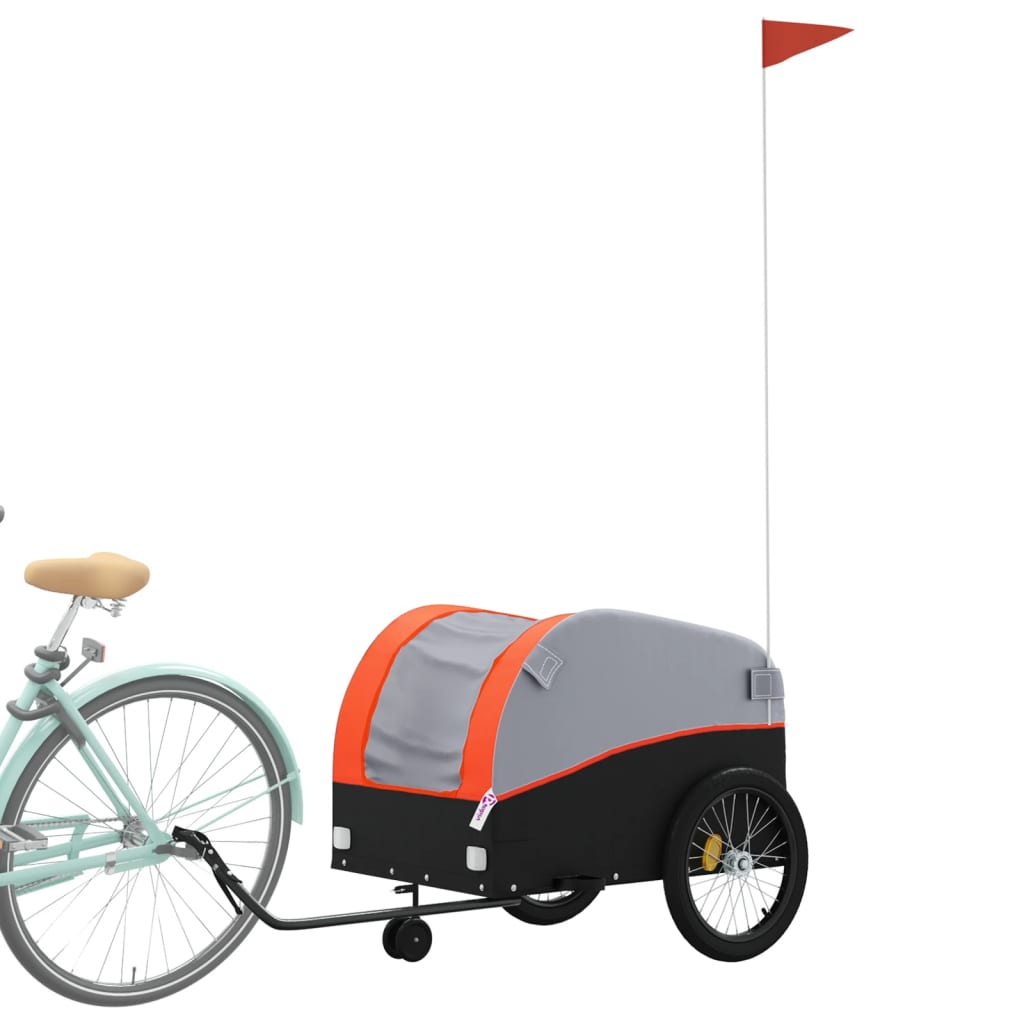 Rimorchio da Bici Nero e Arancione 45 kg in Ferro