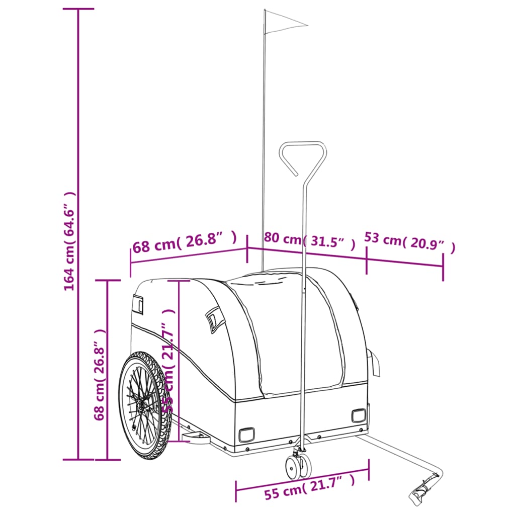 Rimorchio da Bici Nero e Grigio 45 kg in Ferro
