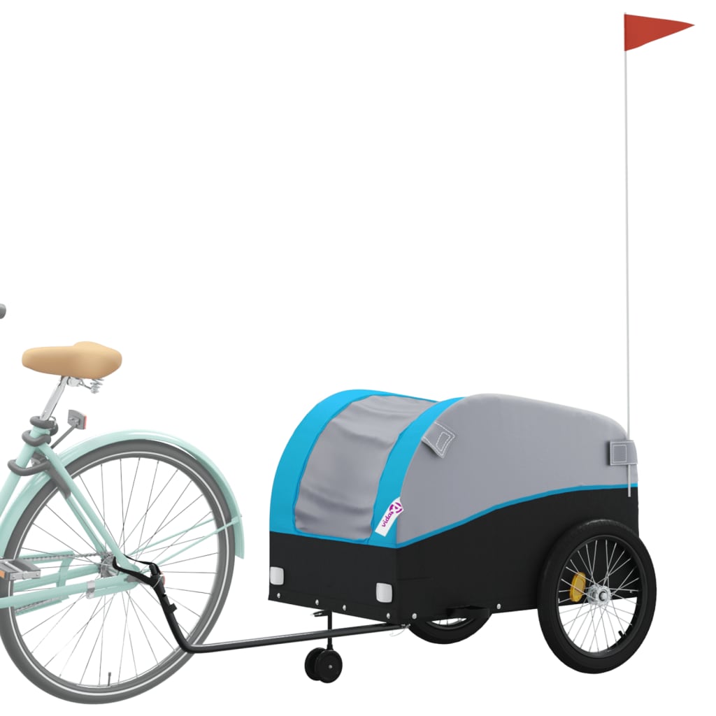 Rimorchio da Bici Nero e Blu 45 kg in Ferro
