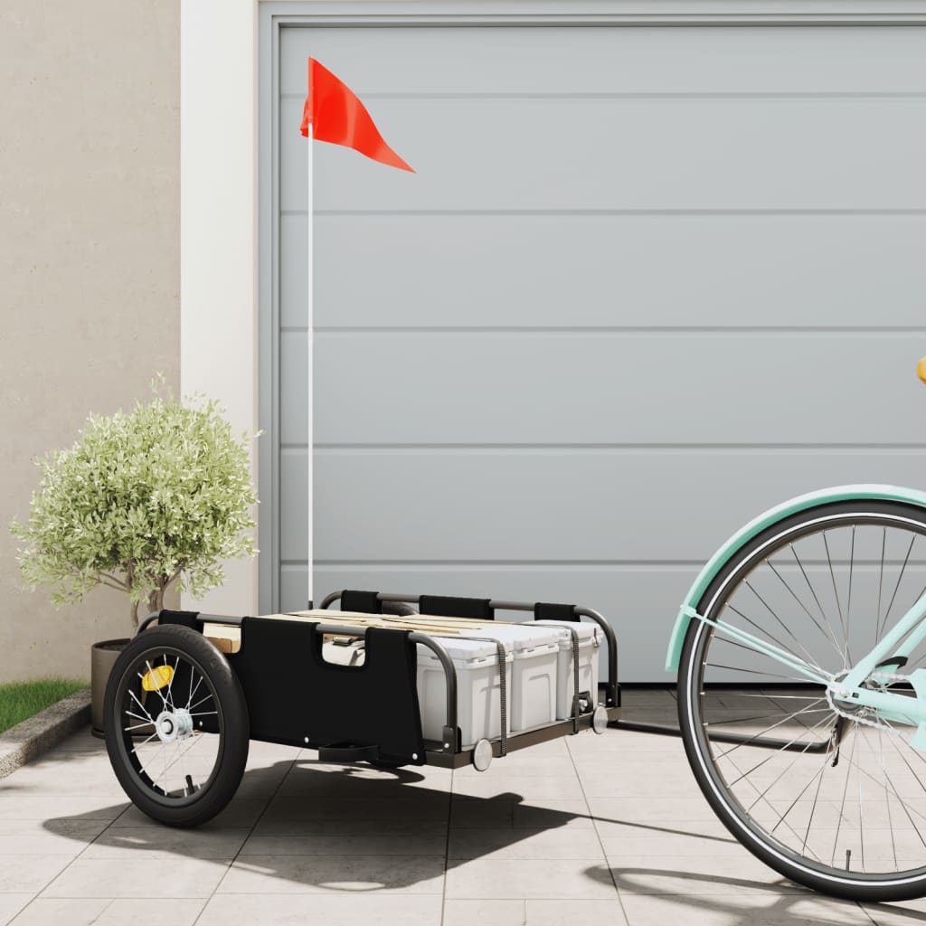 Rimorchio da Bici Nero Oxford e Ferro