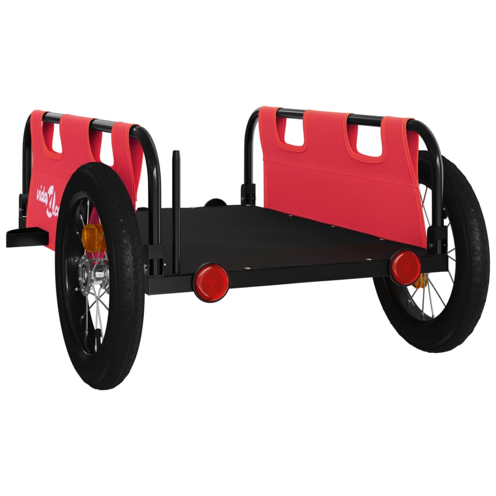Rimorchio da Bici Rosso Oxford e Ferro