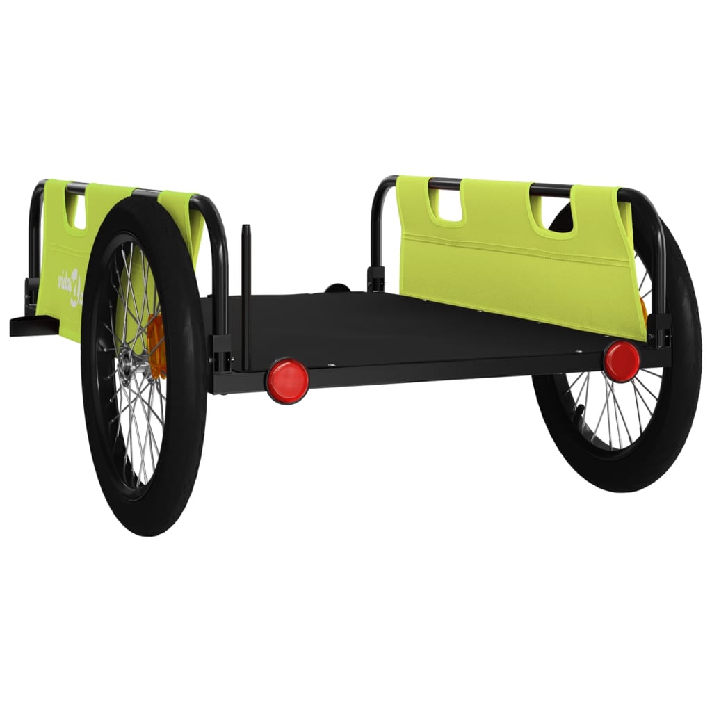 Rimorchio da Bici Verde e Nero in Tessuto Oxford e Ferro