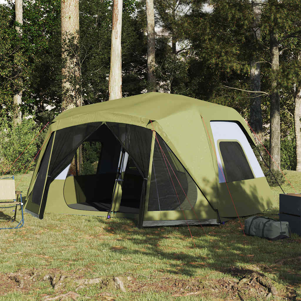 Tenda Campeggio 10 Persone Verde Rilascio Rapido Impermeabile