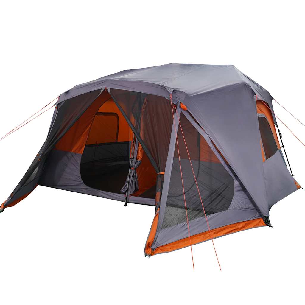 Tenda Campeggio 10 Persone Grigio e Arancione Impermeabile