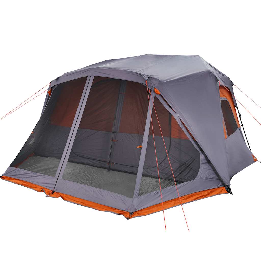 Tenda Campeggio 10 Persone Grigio e Arancione Impermeabile