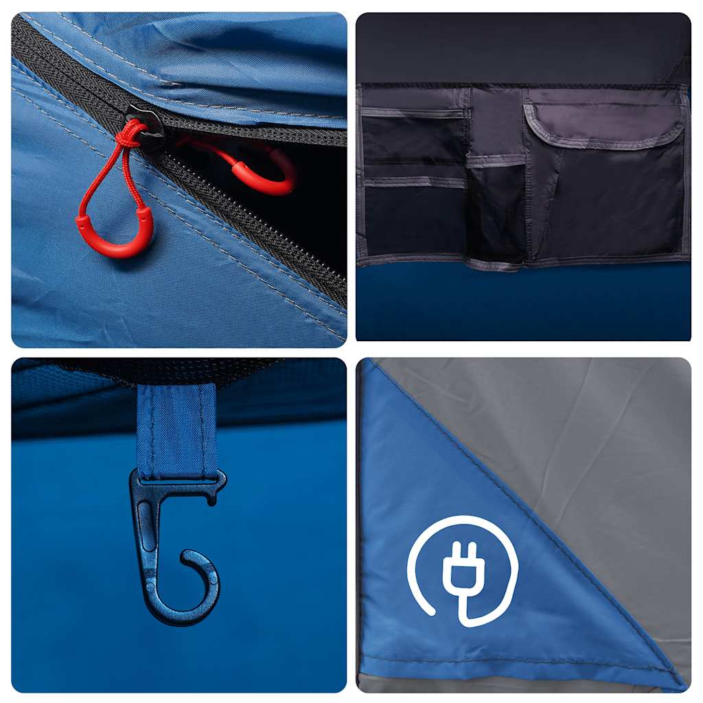 Tenda Campeggio 6 Persone Blu Rilascio Rapido Impermeabile