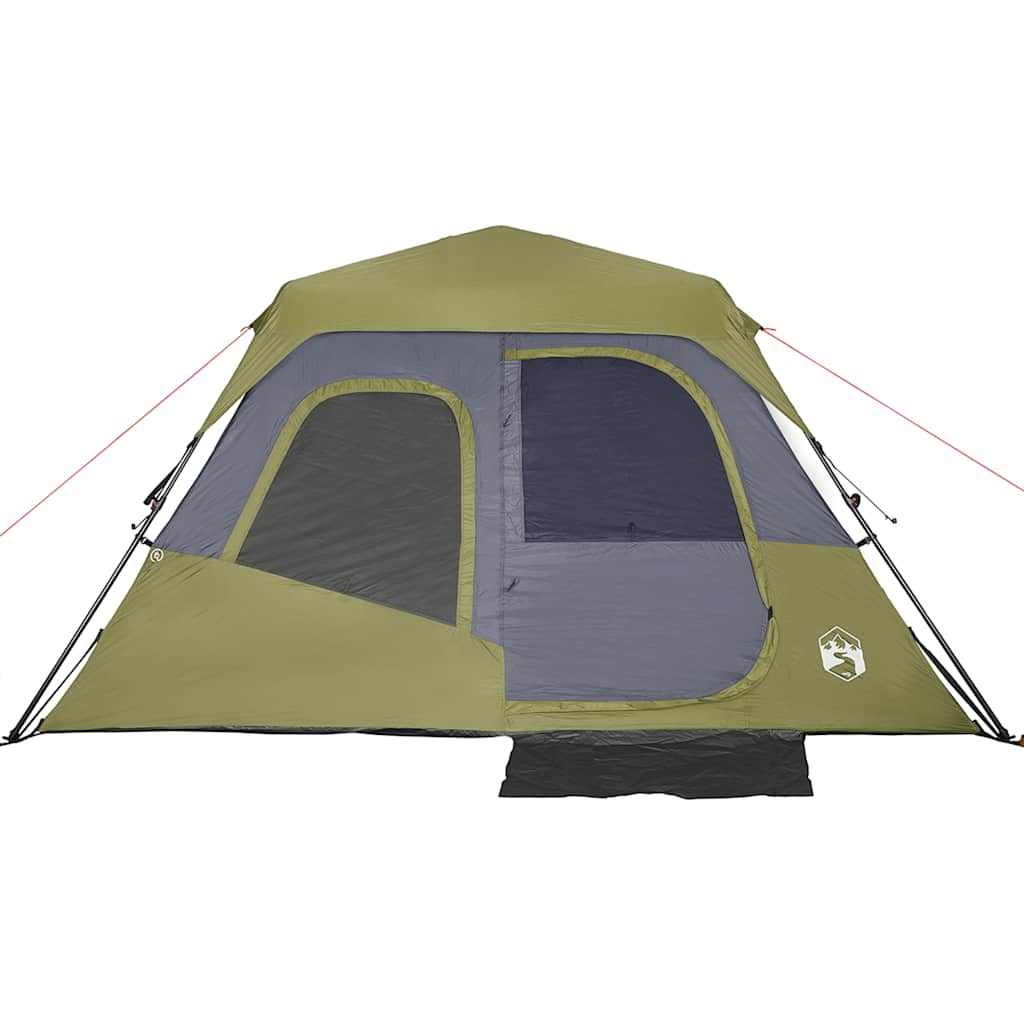 Tenda Campeggio 6 Persone Verde Rilascio Rapido Impermeabile