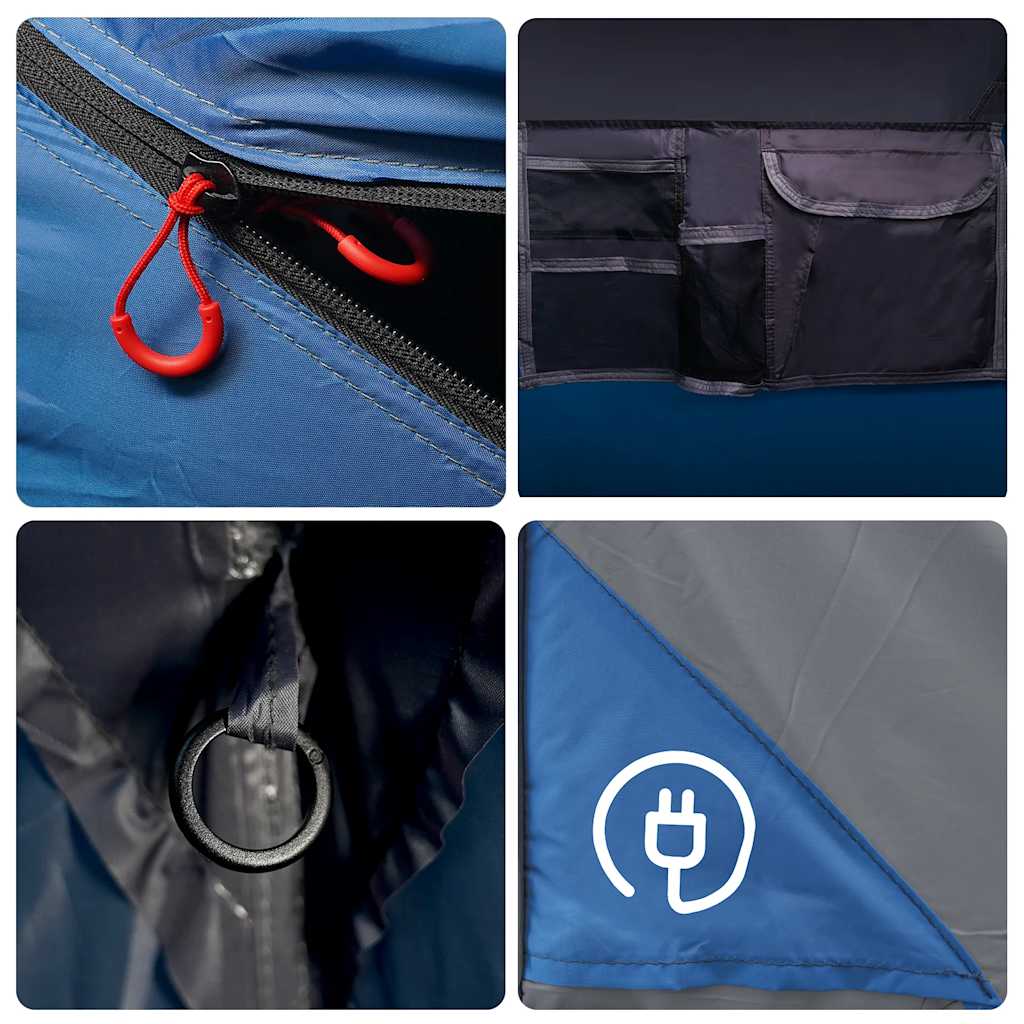 Tenda Campeggio 9 Persone Blu Rilascio Rapido Impermeabile