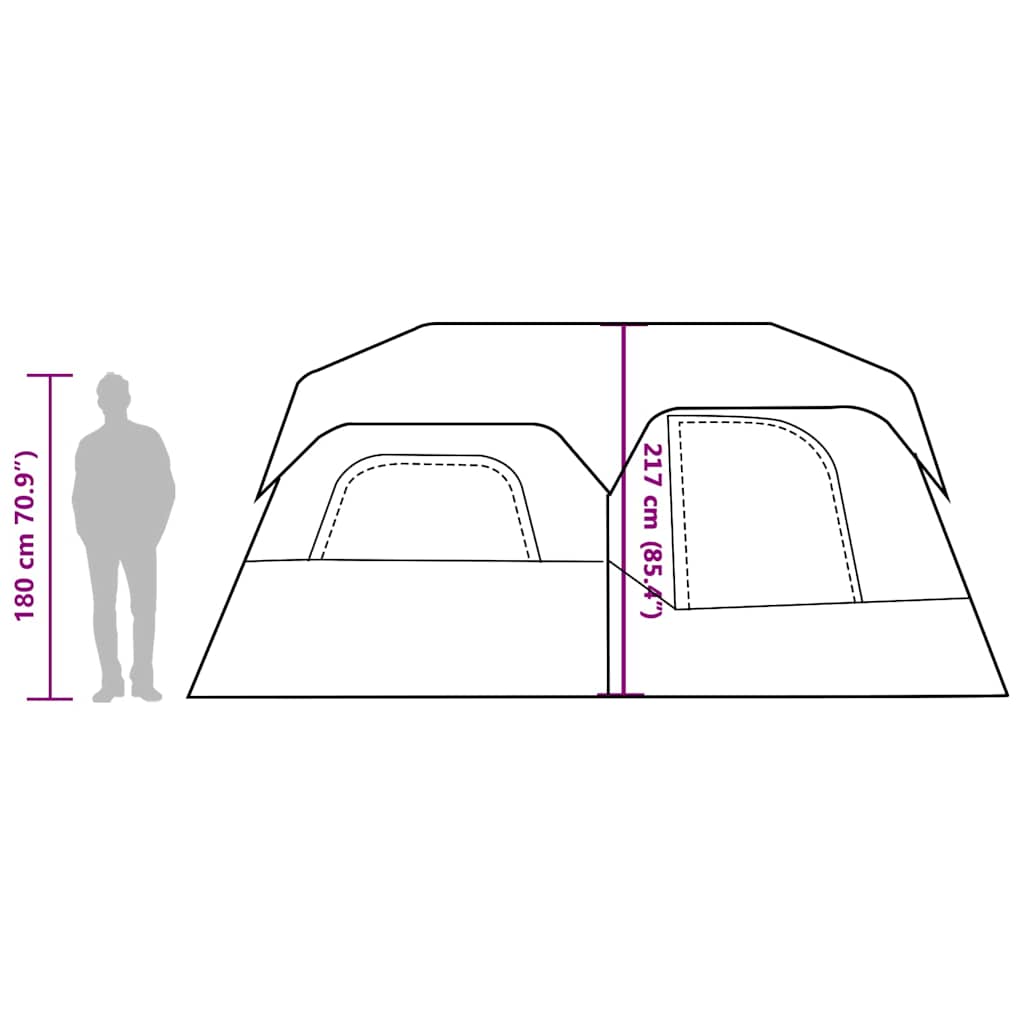 Tenda Campeggio 9 Persone Verde Rilascio Rapido Impermeabile
