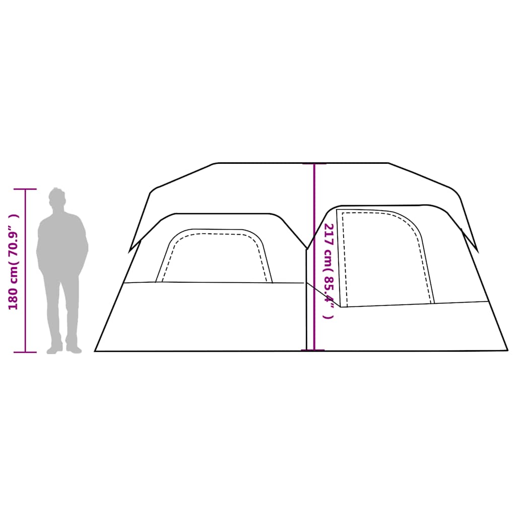 Tenda Campeggio 9 Persone Grigio e Arancione Impermeabile