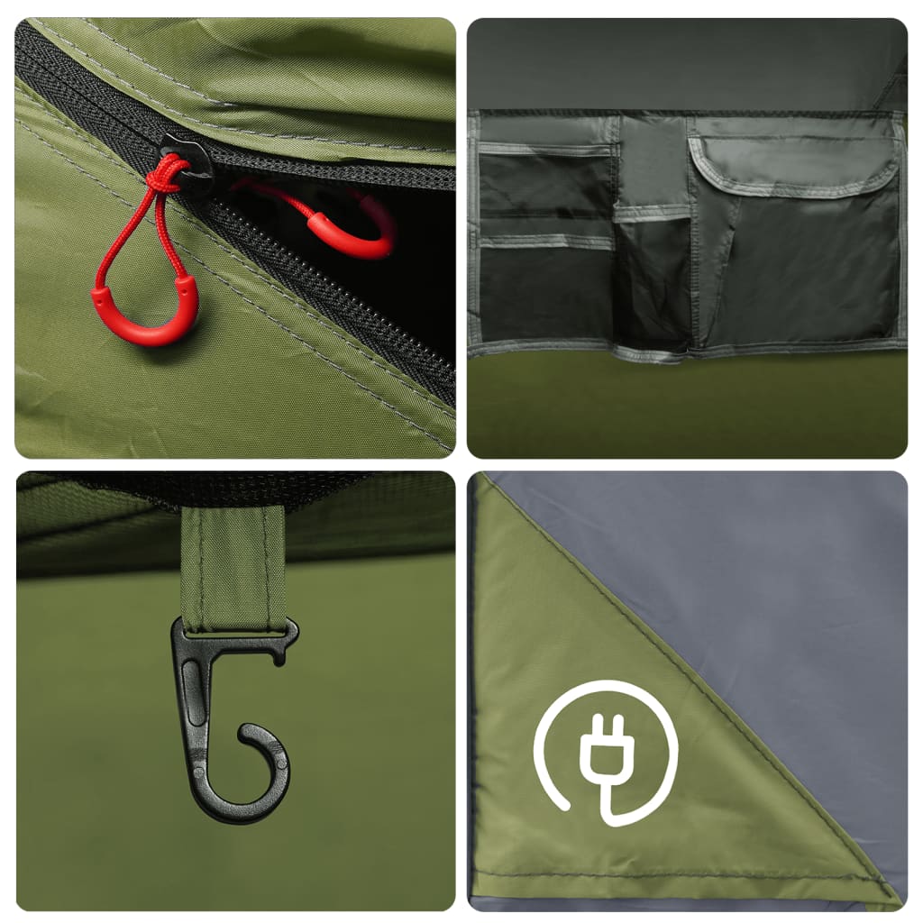 Tenda Famiglia con LED 6 Persone Verde Chiaro Rilascio Rapido