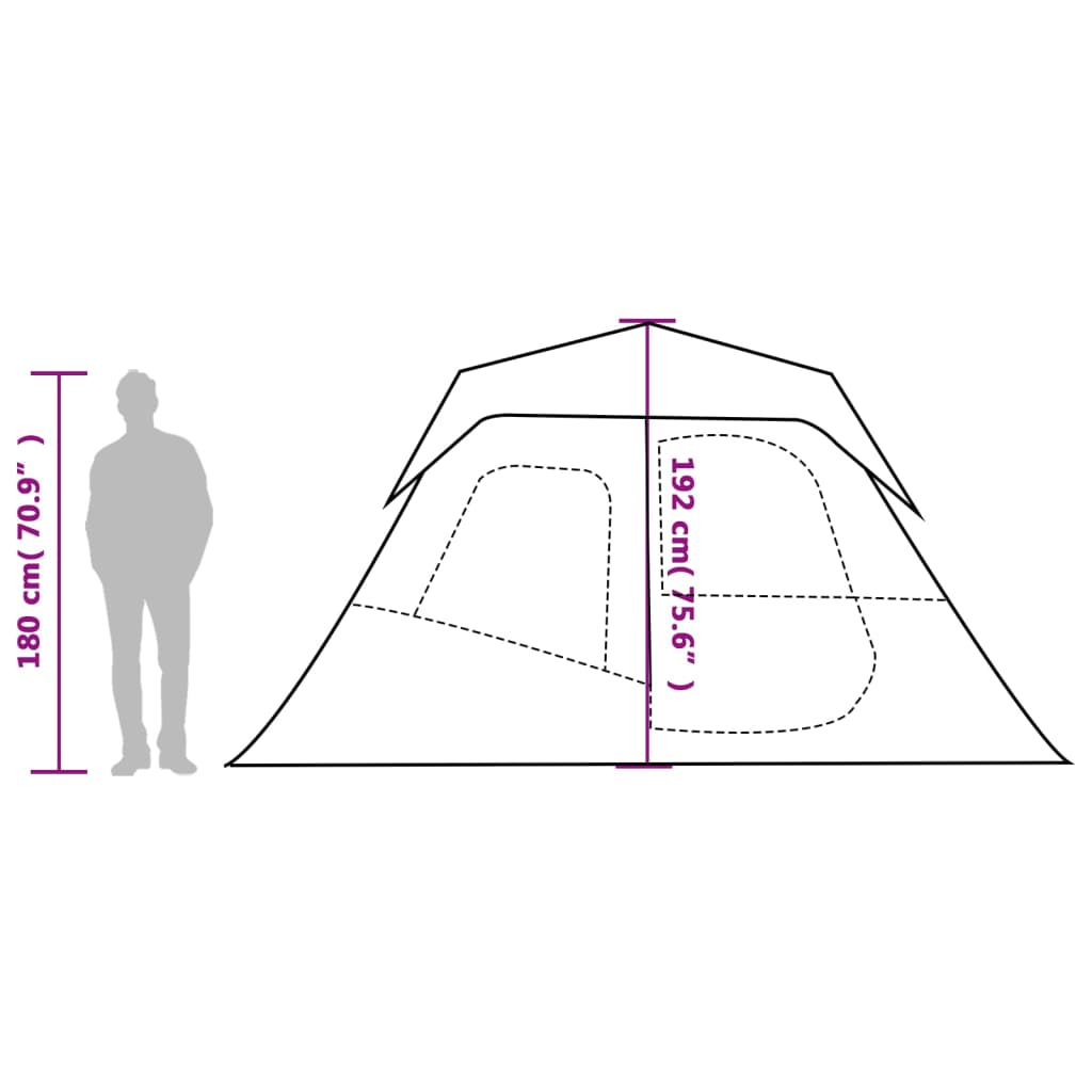 Tenda Famiglia LED 6 Persone Grigio/Arancione Rilascio Rapido