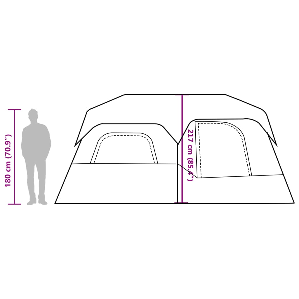 Tenda Famiglia con LED 9 Persone Verde Chiaro Rilascio Rapido