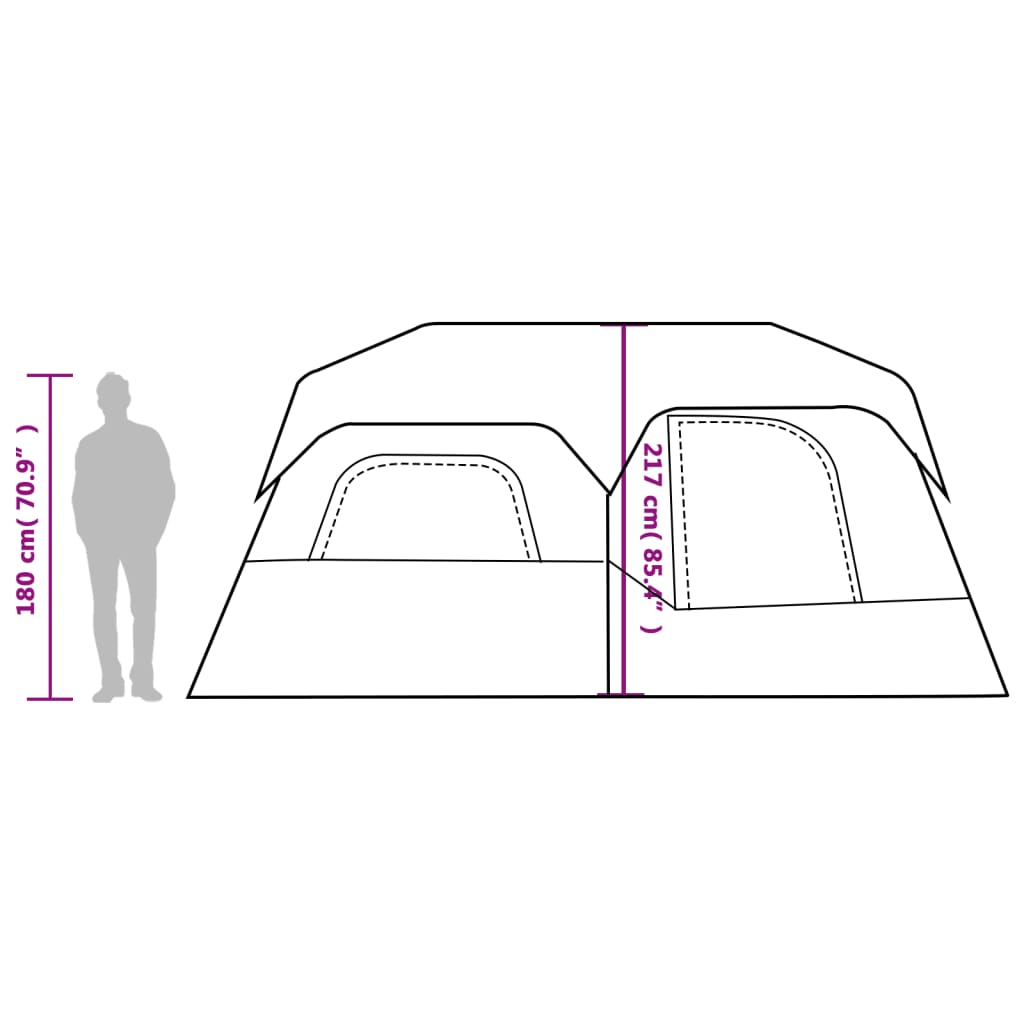 Tenda Famiglia LED 9 Persone Grigio/Arancione Rilascio Rapido