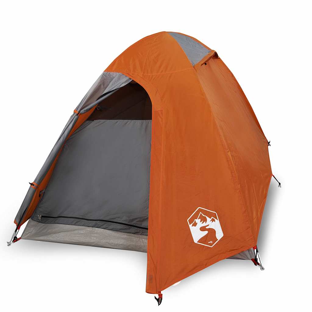 Tenda da Campeggio a Cupola 2 Persone Grigio e Arancione Impermeabile