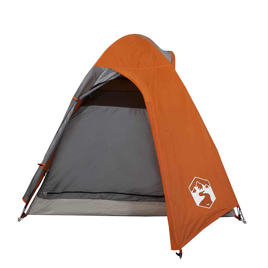 Tenda da Campeggio a Cupola 2 Persone Grigio e Arancione Impermeabile