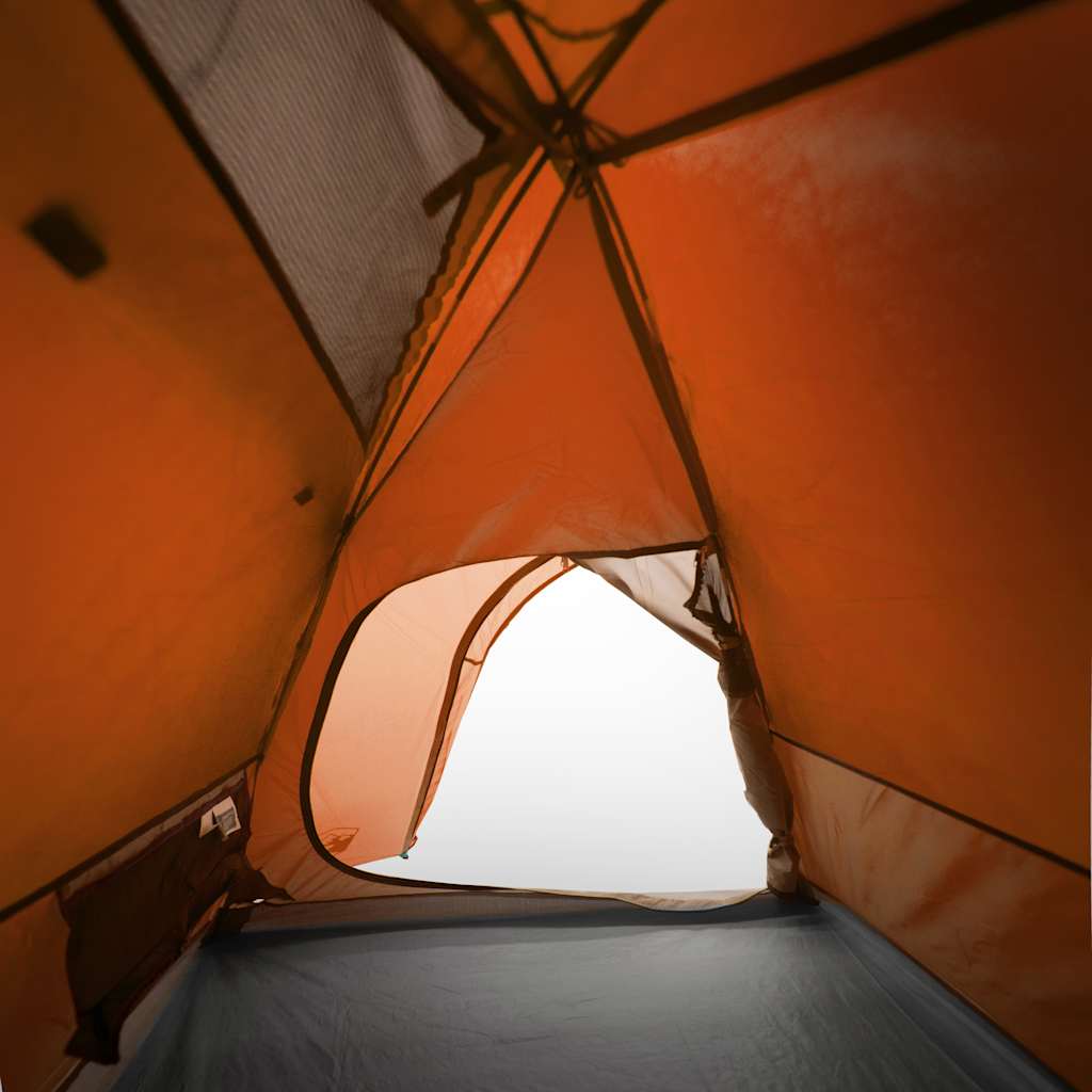 Tenda da Campeggio a Cupola 2 Persone Grigio e Arancione Impermeabile