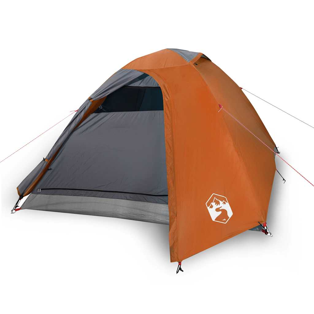 Tenda da Campeggio a Cupola 3 Persone Grigio e Arancione Impermeabile