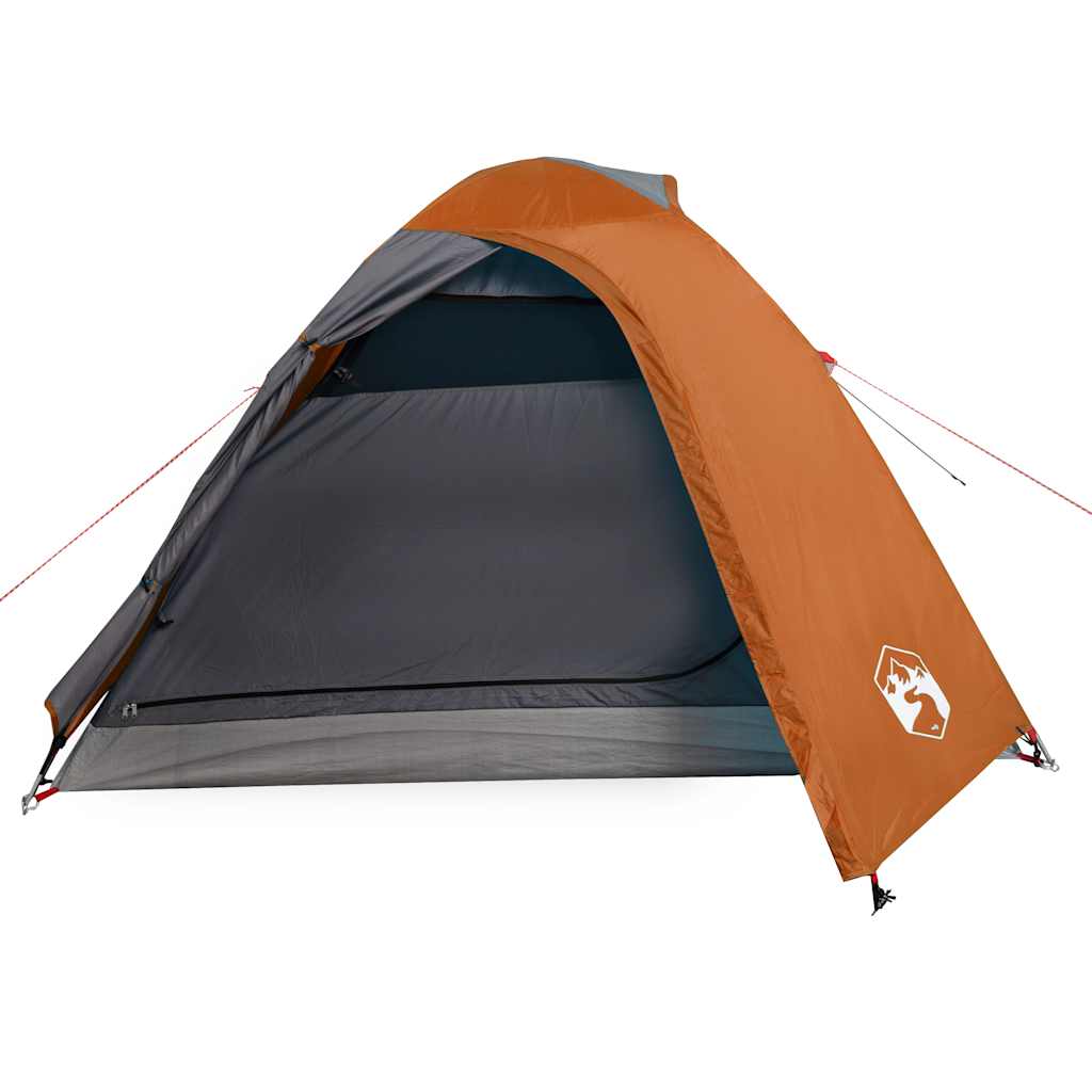 Tenda da Campeggio a Cupola 3 Persone Grigio e Arancione Impermeabile
