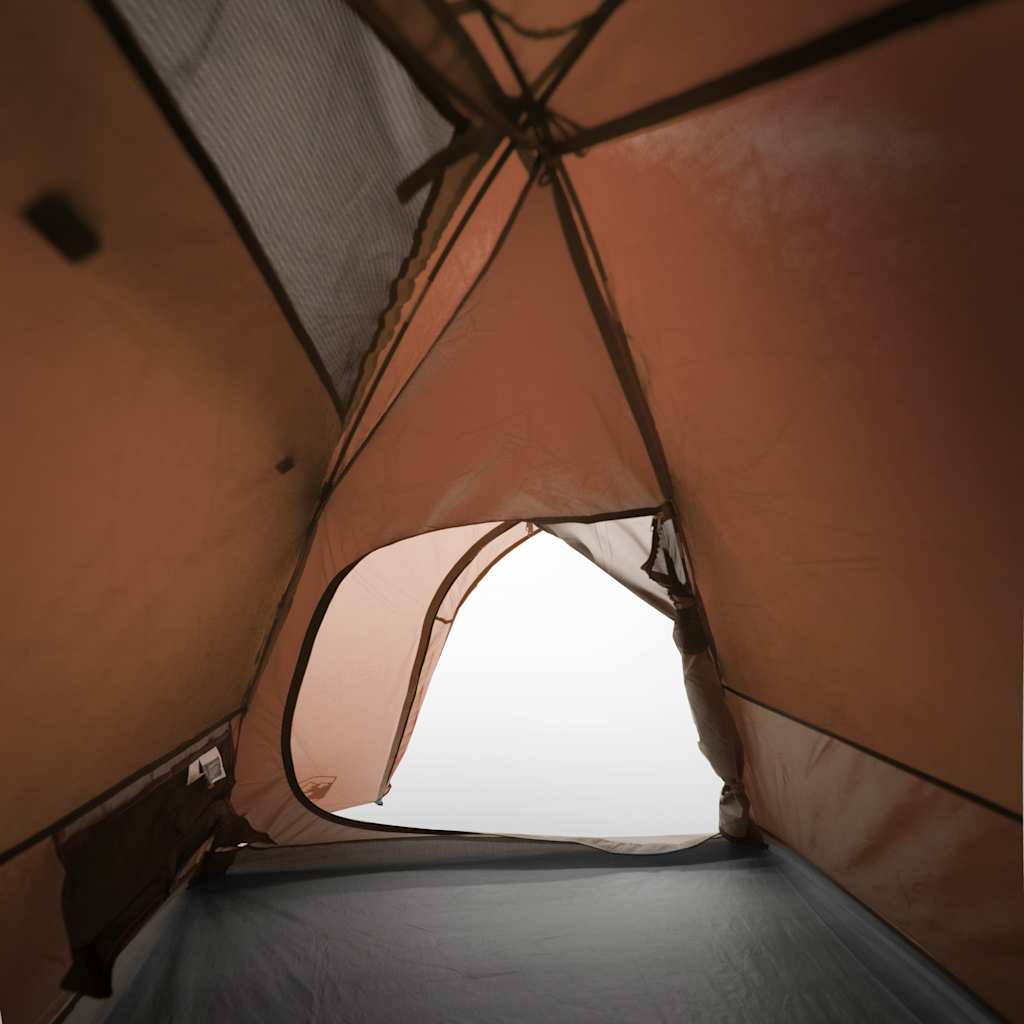 Tenda da Campeggio a Cupola 3 Persone Grigio e Arancione Impermeabile