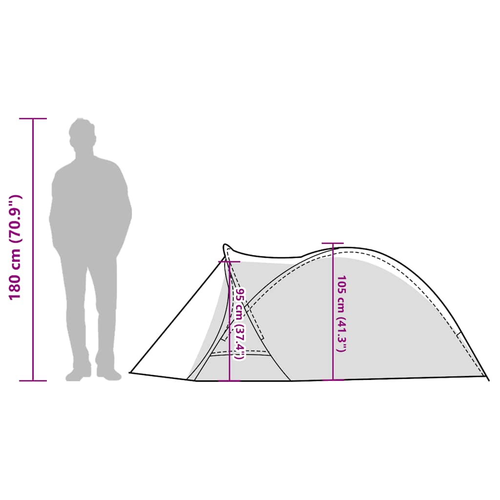 Tenda Campeggio a Cupola 2 Persone Bianca Tessuto Impermeabile