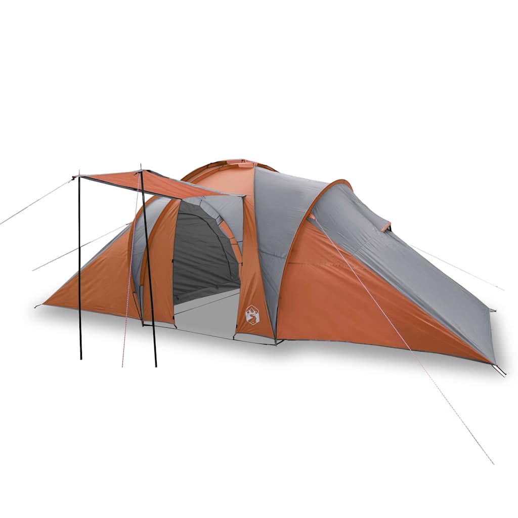 Tenda da Campeggio a Cupola 6 Persone Grigio e Arancione