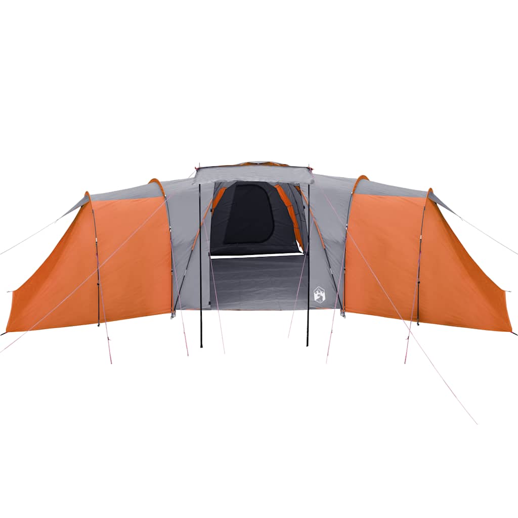 Tenda da Campeggio a Cupola 12 Persone Grigio e Arancione
