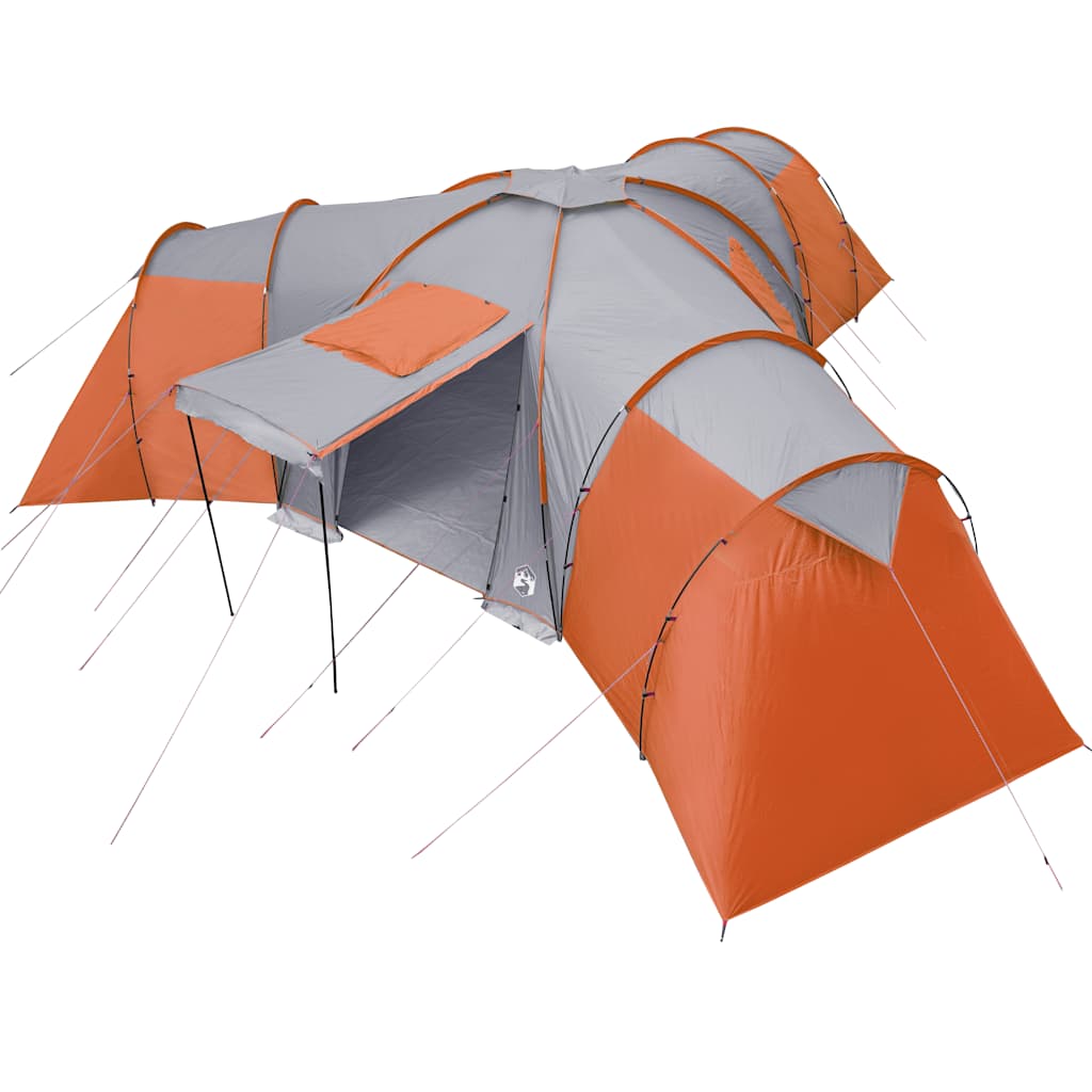 Tenda da Campeggio a Cupola 12 Persone Grigio e Arancione