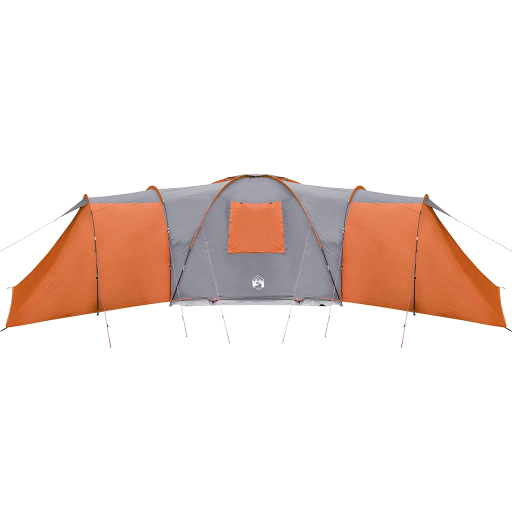 Tenda da Campeggio a Cupola 12 Persone Grigio e Arancione