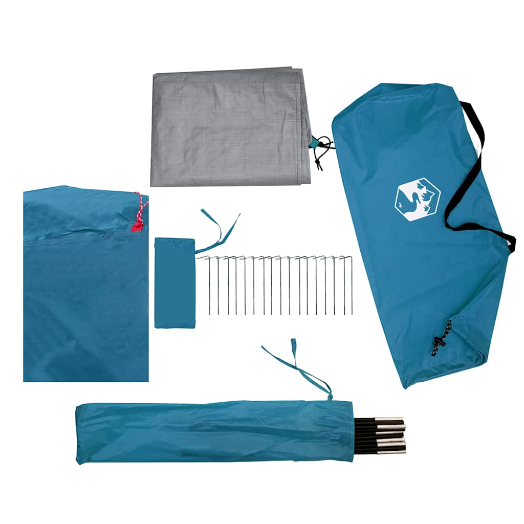 Tenda da Campeggio a Cupola per 4 Persone Blu Impermeabile