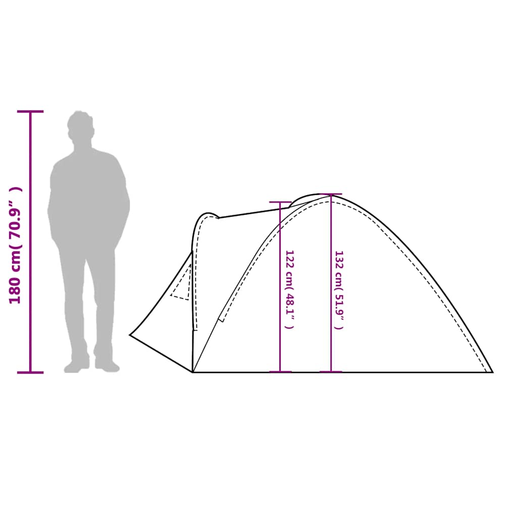 Tenda da Campeggio a Cupola per 4 Persone Blu Impermeabile