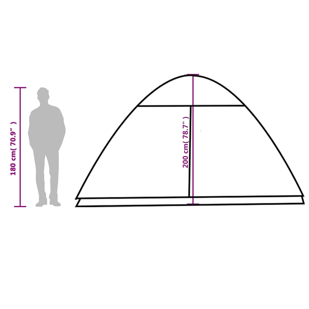 Tenda Familiare a Cupola 6 Persone Arancione Impermeabile