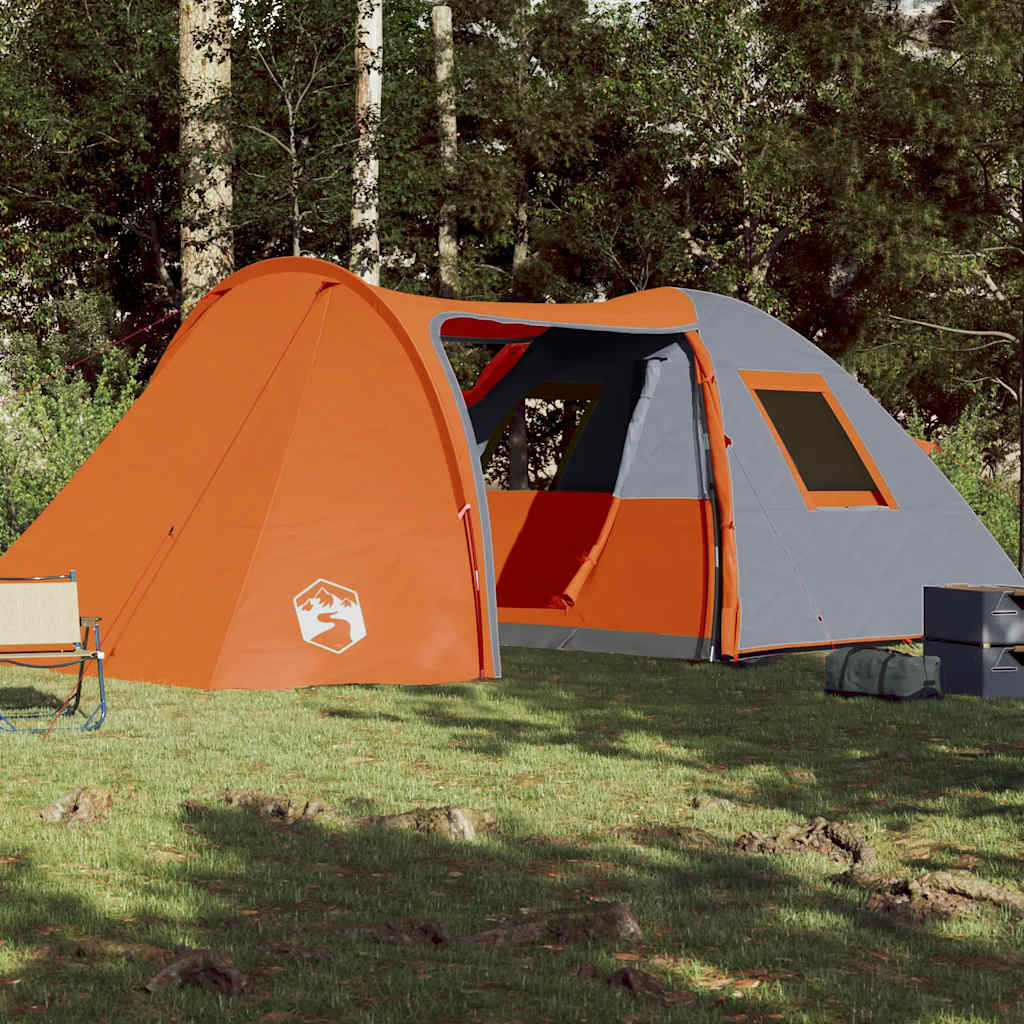 Tenda Familiare a Cupola 6 Persone Arancione Impermeabile