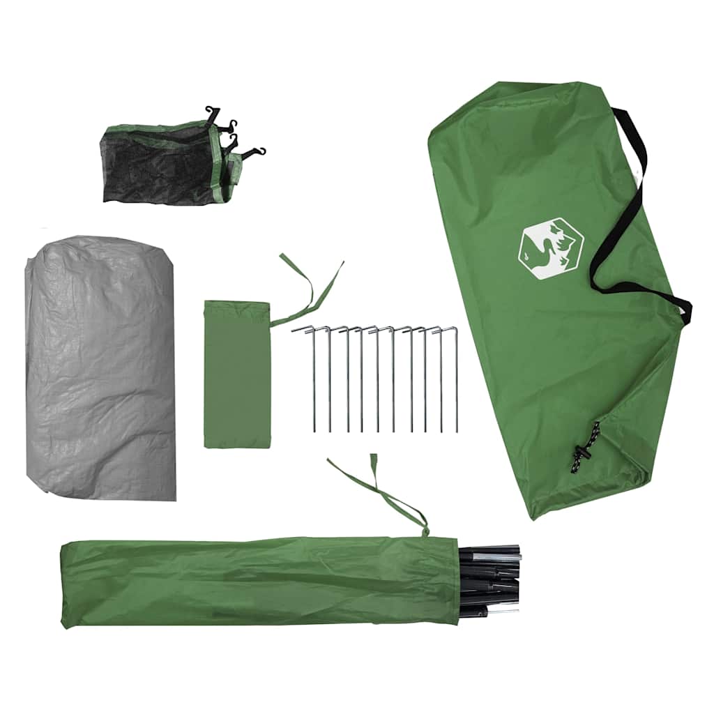 Tenda Campeggio 4 Persone Verde Rilascio Rapido Impermeabile