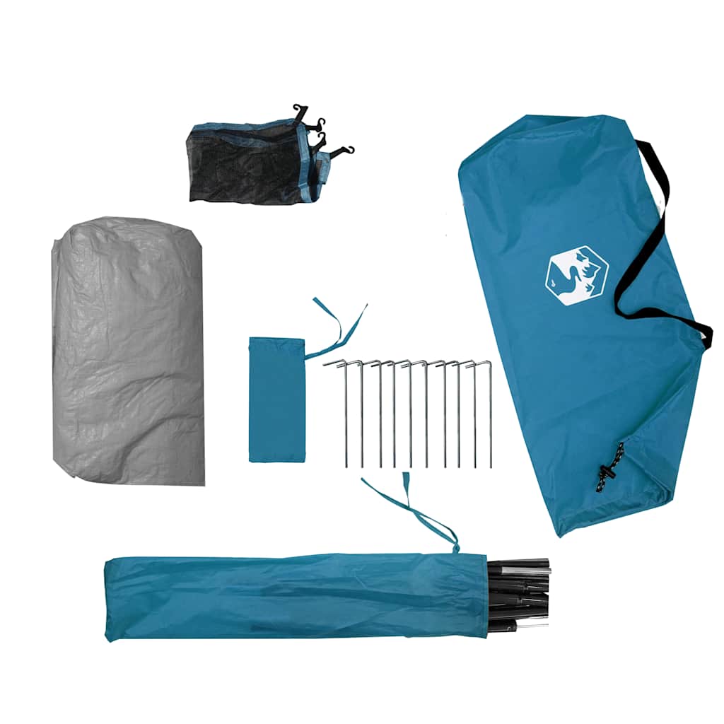 Tenda Campeggio 4 Persone Blu Rilascio Rapido Impermeabile