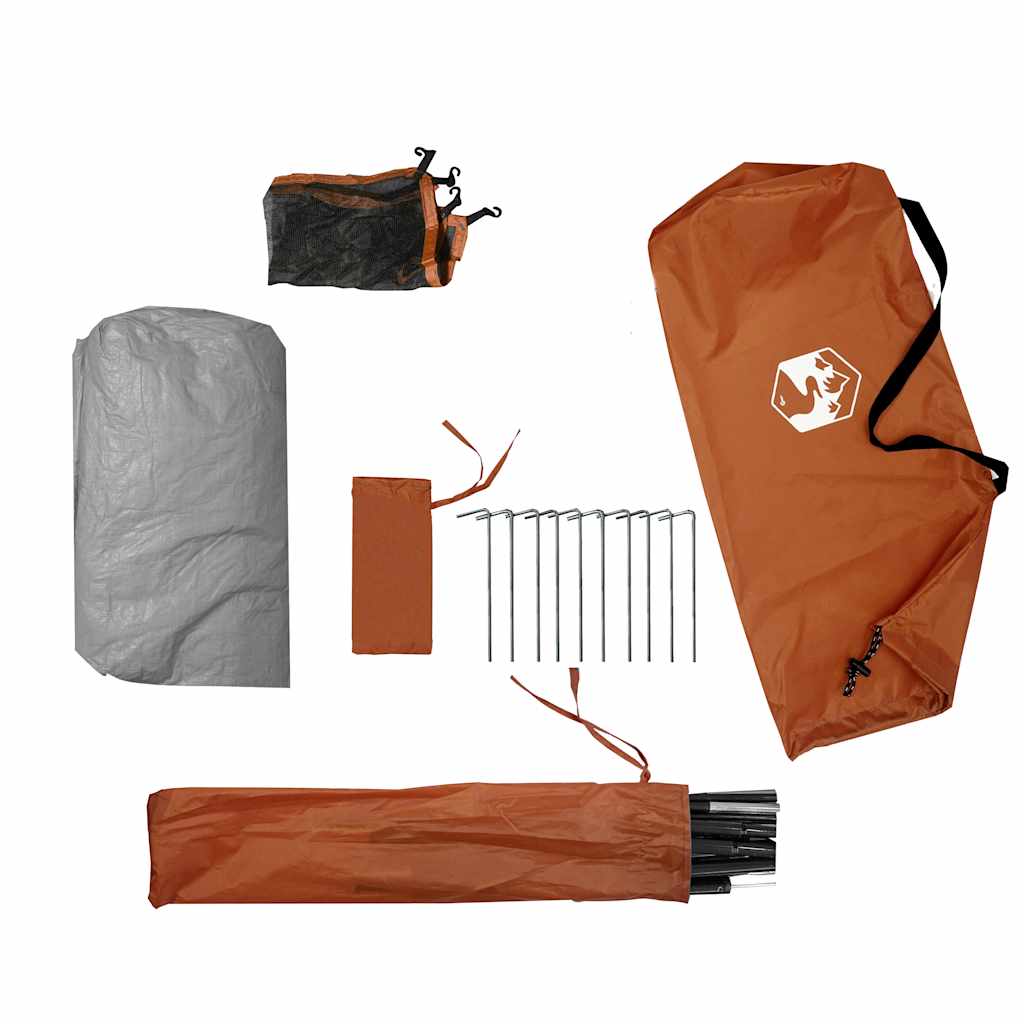Tenda Campeggio 4 Persone Grigio e Arancione Impermeabile