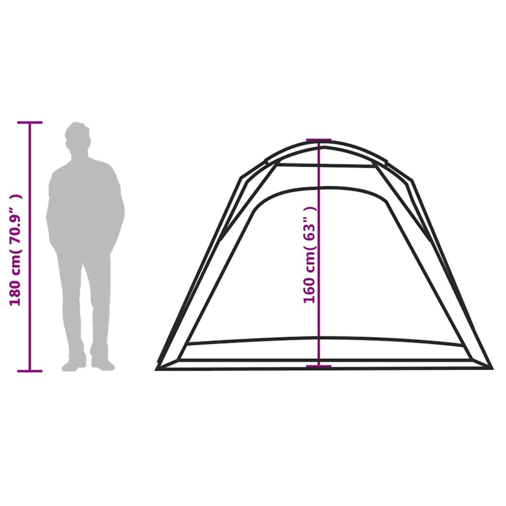 Tenda Campeggio 4 Persone Grigio e Arancione Impermeabile